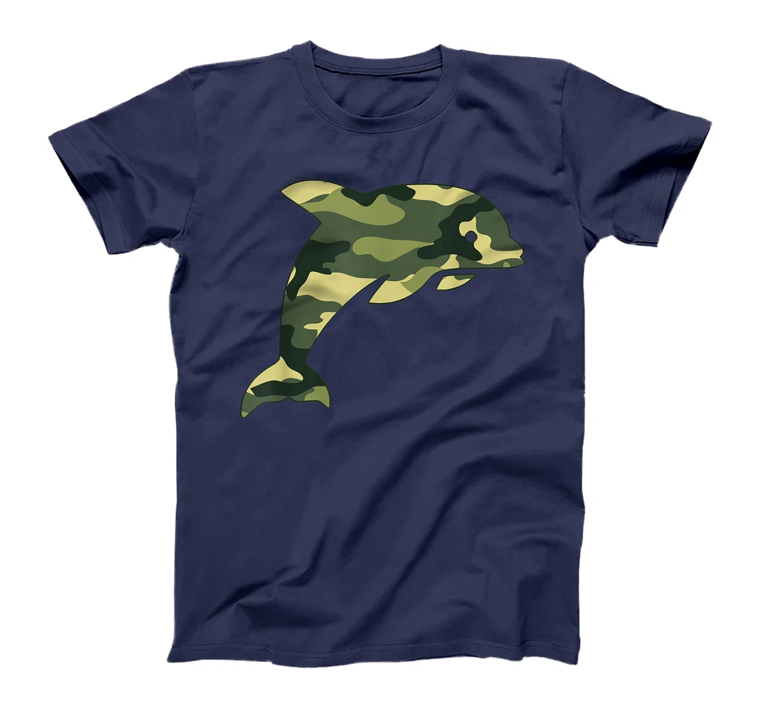 Military Dolphin Camo Men Print US Beluga Fish Veteran Gift T-Shirt
