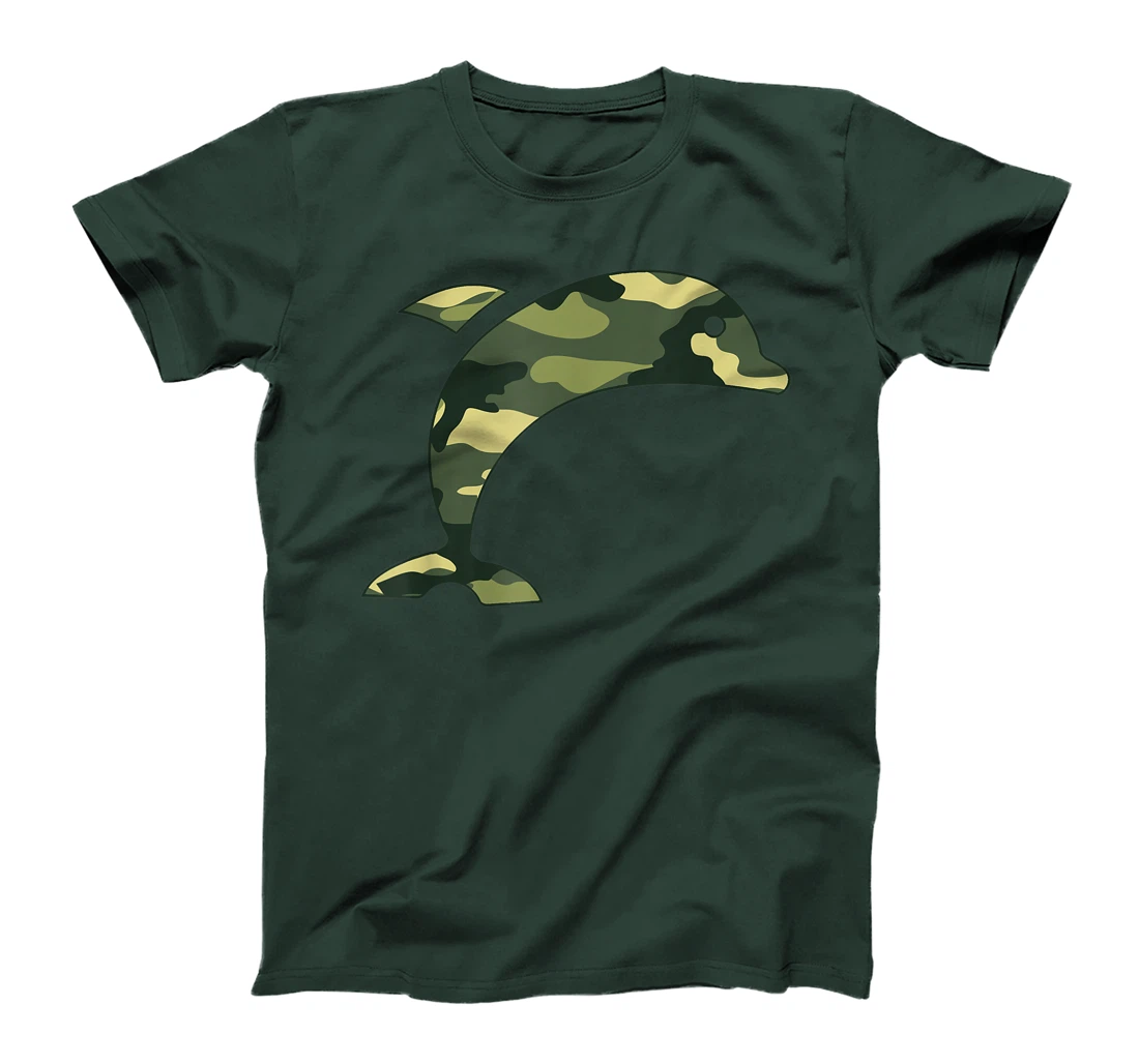 Military Dolphin Camo Men Print US Beluga Fish Veteran Gift T-Shirt