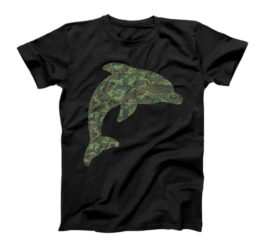 Military Dolphin Camo Print US Beluga Fish Veteran Men Gift T-Shirt