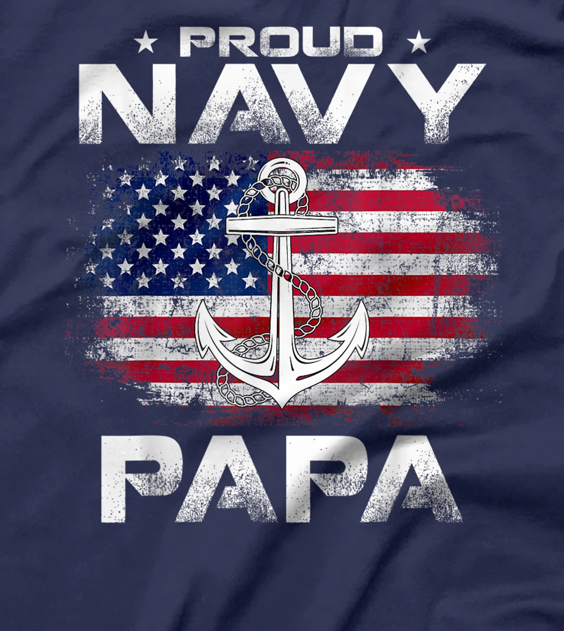 Vintage Proud Navy Papa With American Flag Gift Veteran T-Shirt