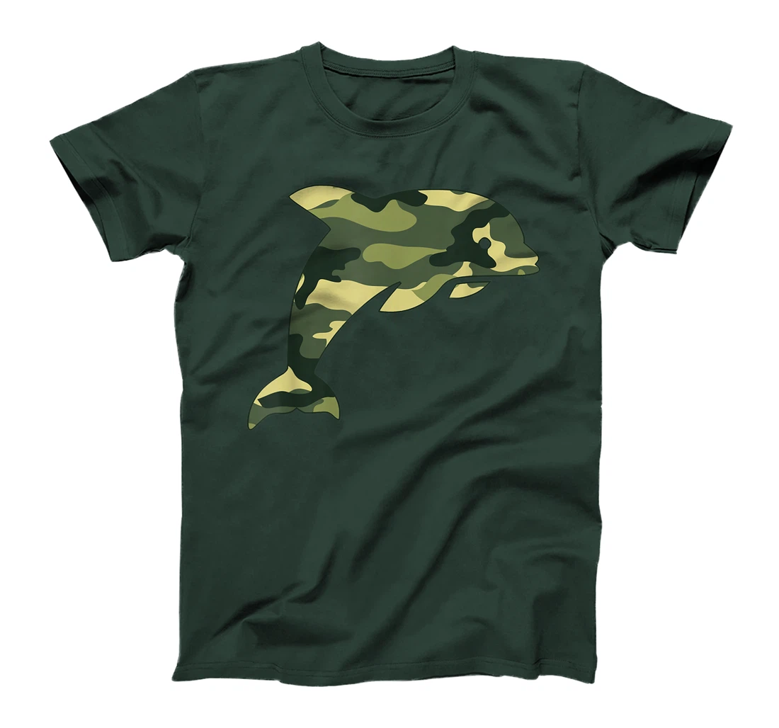 Military Dolphin Camo Men Print US Beluga Fish Veteran Gift T-Shirt