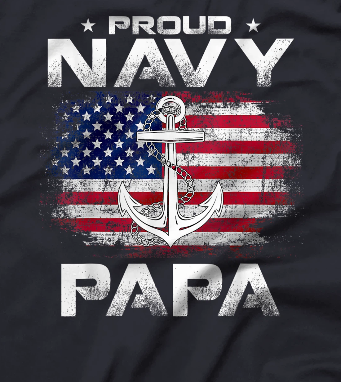 Vintage Proud Navy Papa With American Flag Gift Veteran T-Shirt