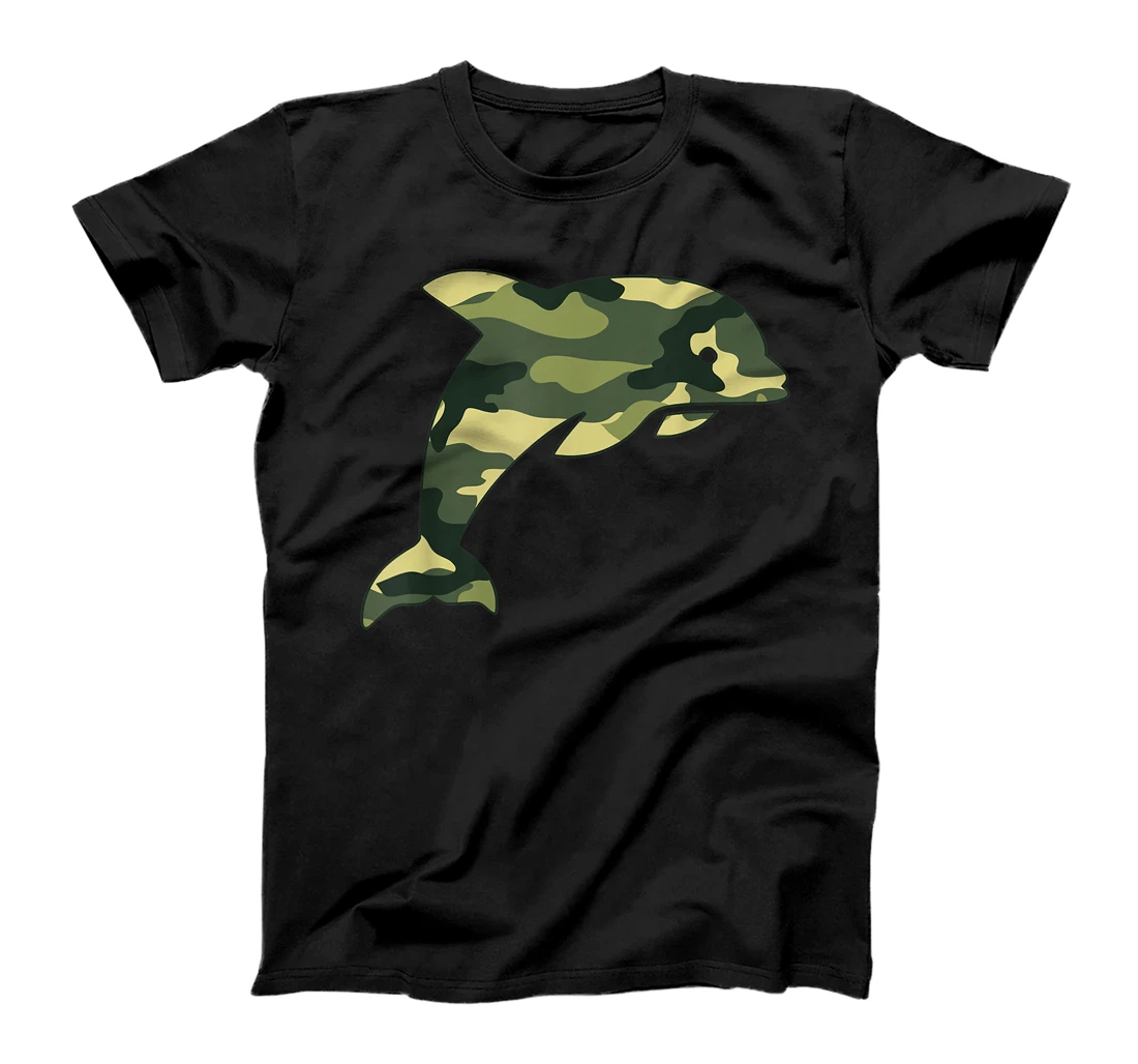 Military Dolphin Camo Men Print US Beluga Fish Veteran Gift T-Shirt