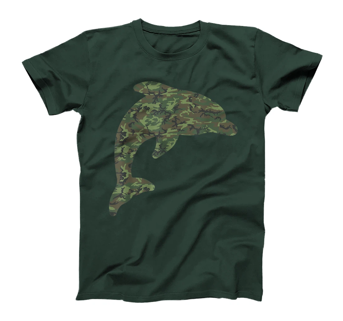 Military Dolphin Camo Print US Beluga Fish Veteran Men Gift T-Shirt