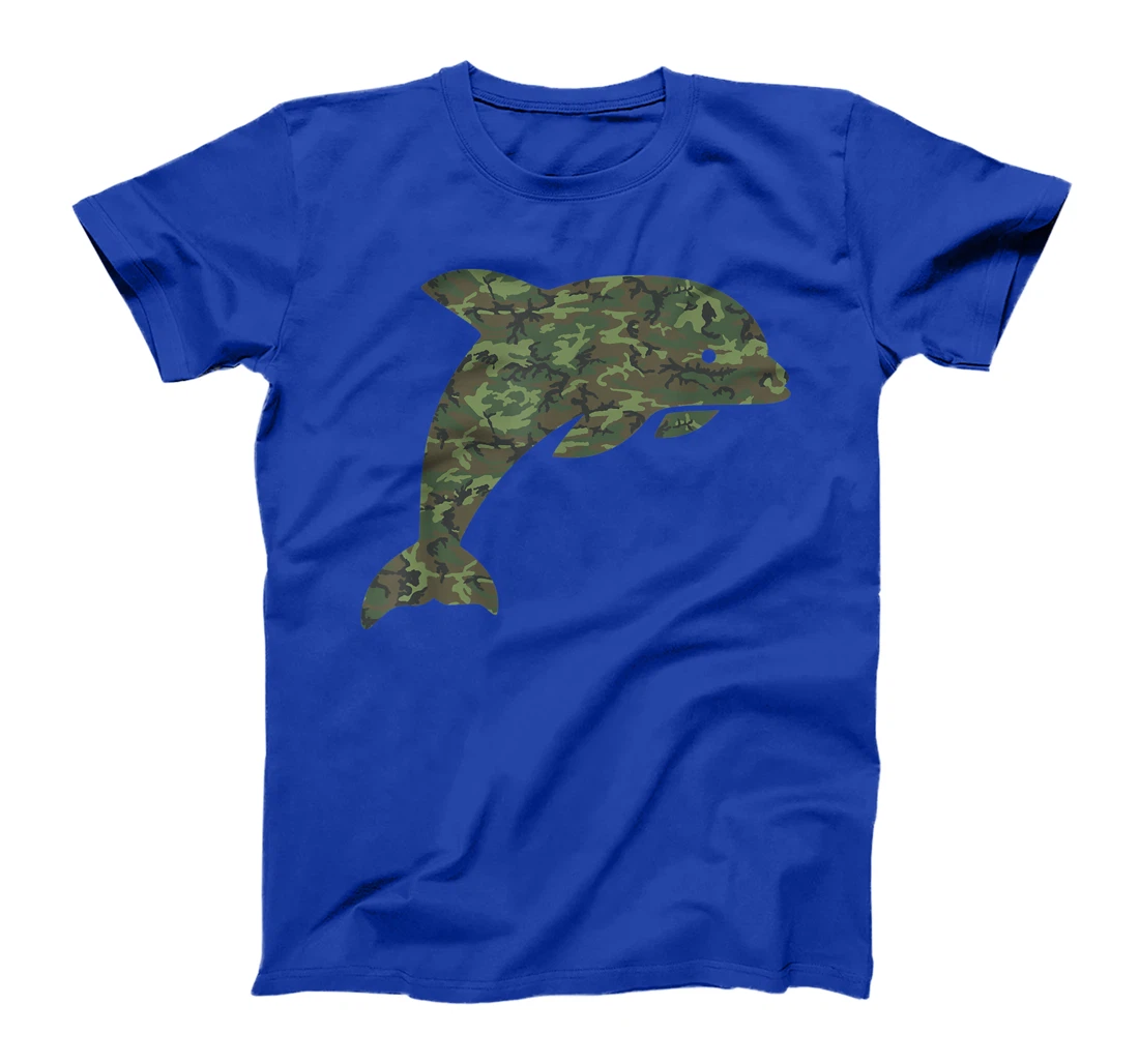 Military Dolphin Camo Print US Beluga Fish Veteran Men Gift T-Shirt
