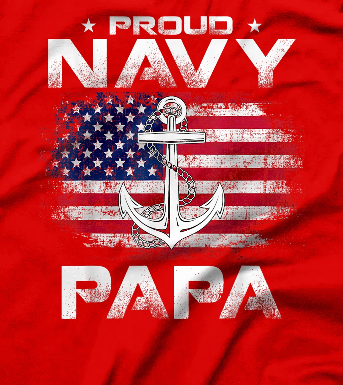 Vintage Proud Navy Papa With American Flag Gift Veteran T-Shirt