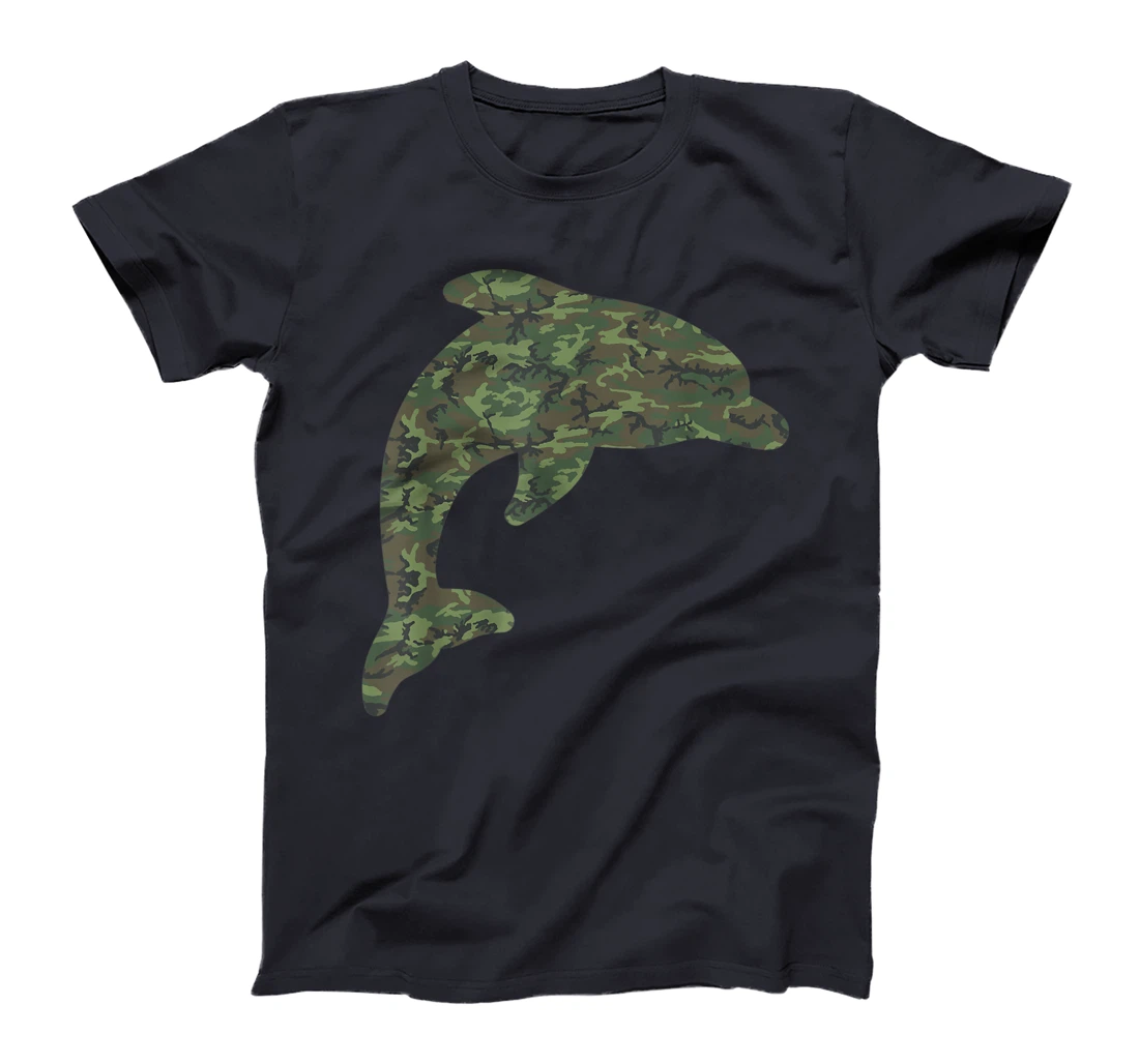 Military Dolphin Camo Print US Beluga Fish Veteran Men Gift T-Shirt
