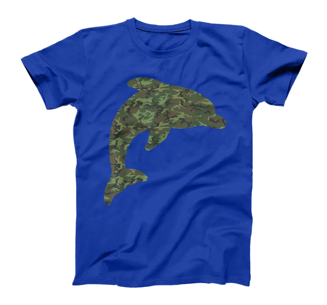 Military Dolphin Camo Print US Beluga Fish Veteran Men Gift T-Shirt