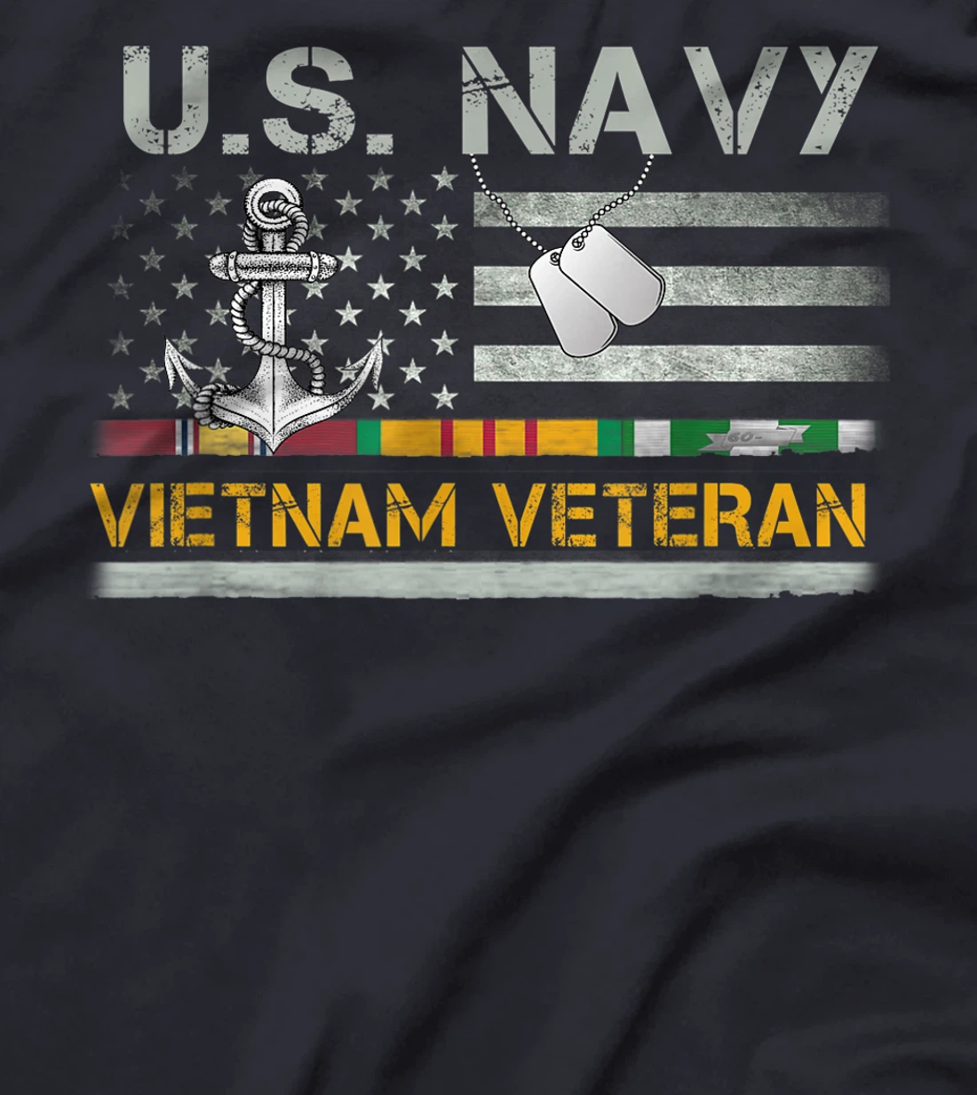 US Navy Vietnam Veteran USA Flag T-shirt, Vietnam War Vet T-Shirt