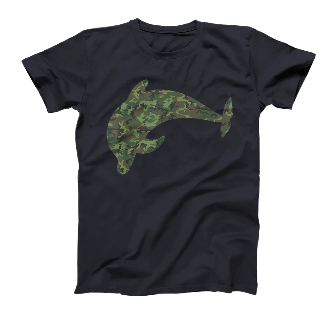 Military Dolphin Camo Print US Beluga Fish Veteran Men Gift T-Shirt