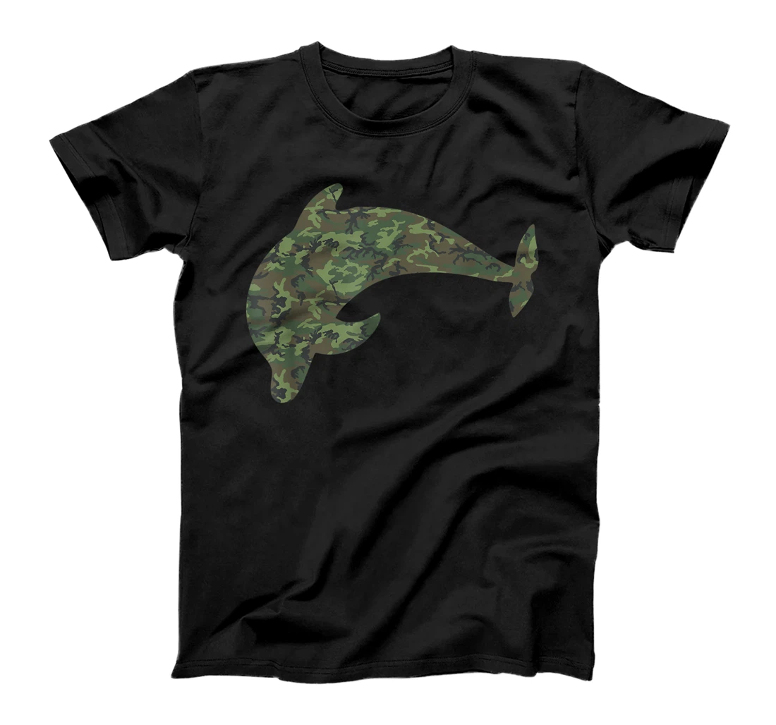 Military Dolphin Camo Print US Beluga Fish Veteran Men Gift T-Shirt