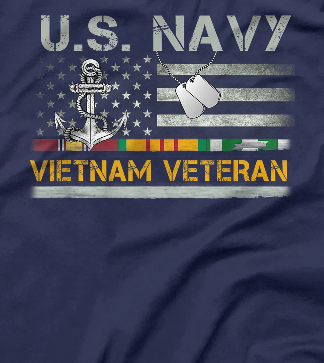 US Navy Vietnam Veteran USA Flag T-shirt, Vietnam War Vet T-Shirt