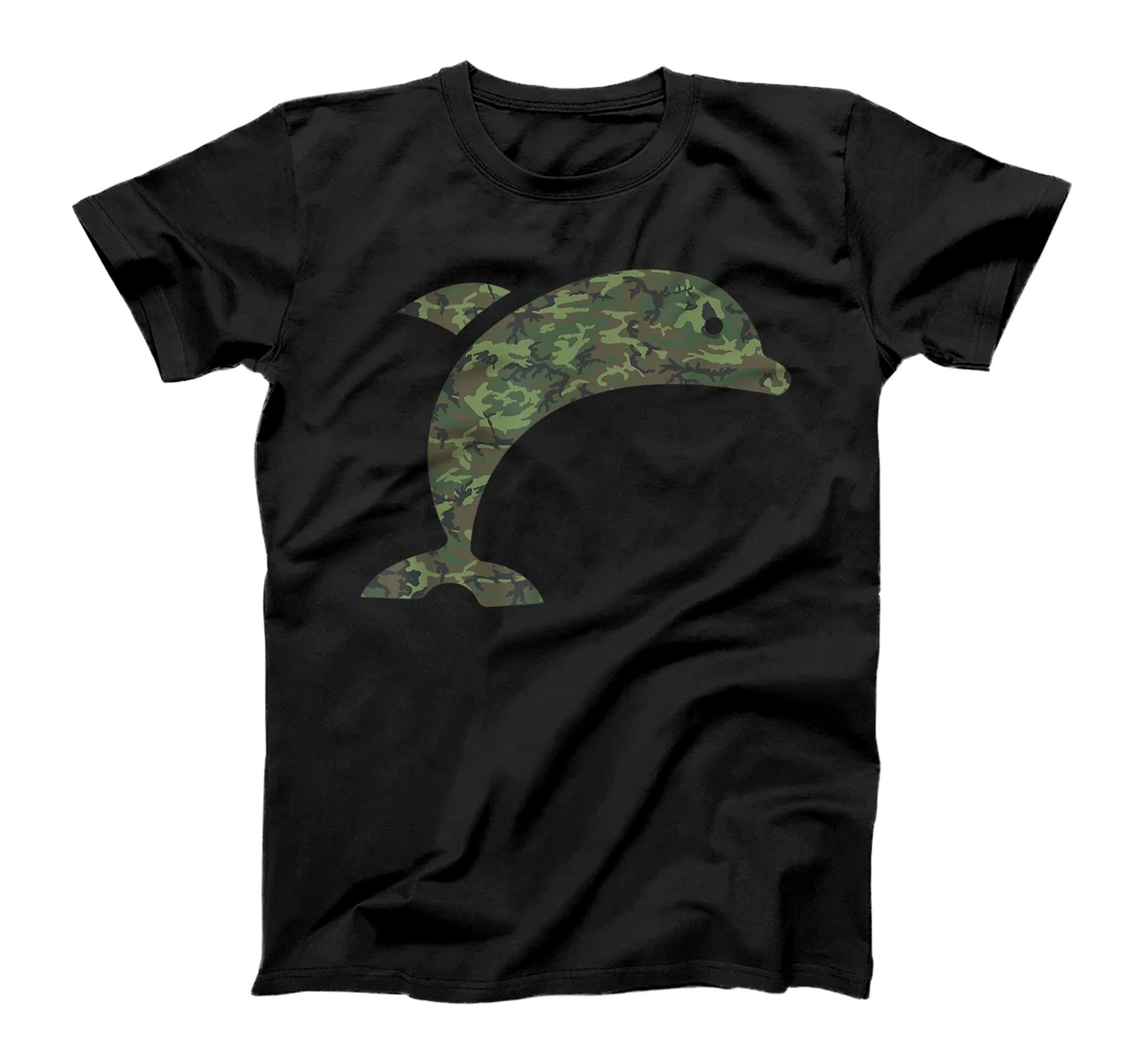 Military Dolphin Camo Print US Beluga Fish Veteran Men Gift T-Shirt