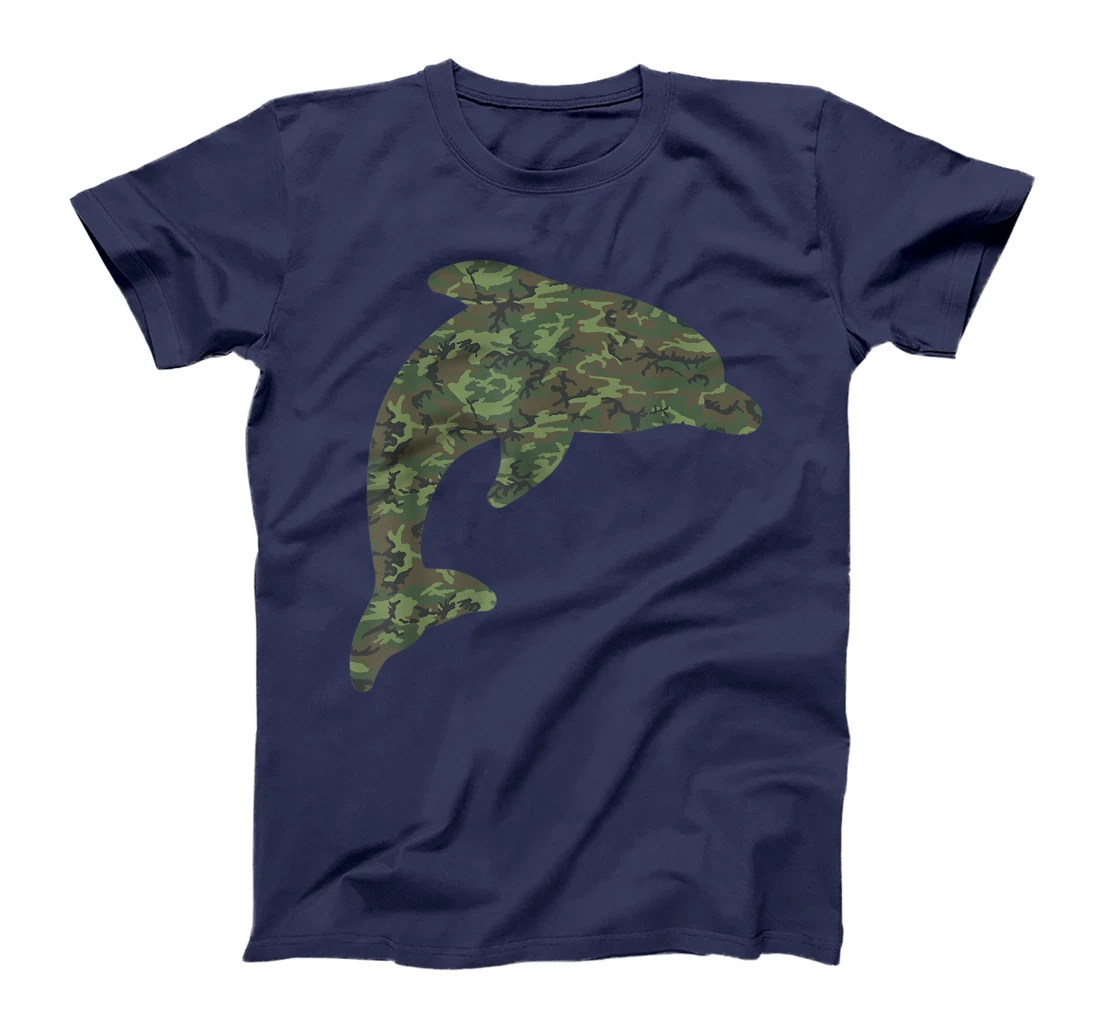 Military Dolphin Camo Print US Beluga Fish Veteran Men Gift T-Shirt