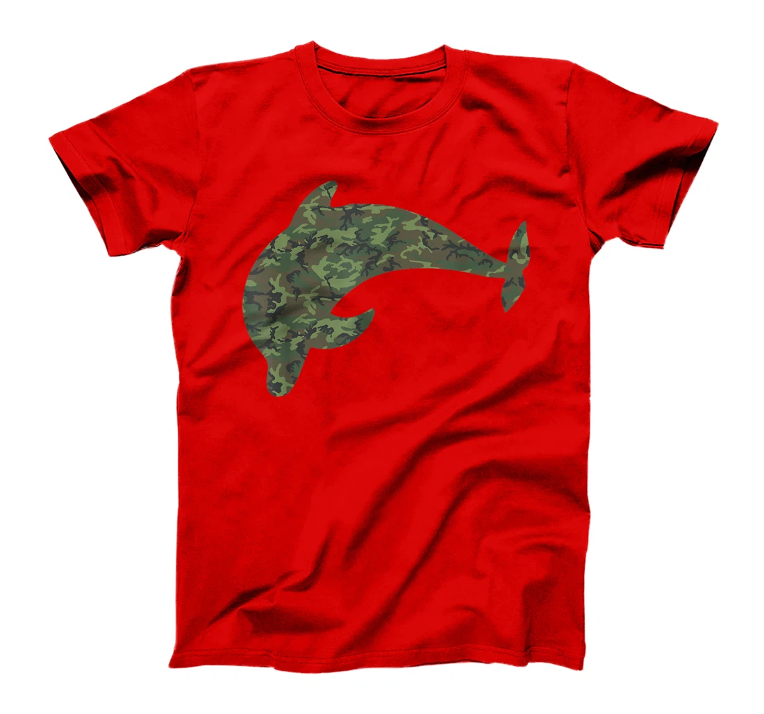 Military Dolphin Camo Print US Beluga Fish Veteran Men Gift T-Shirt