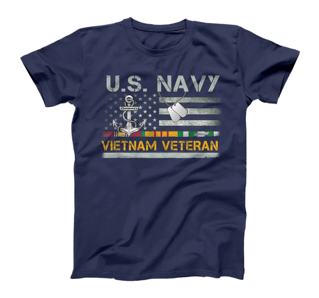 US Navy Vietnam Veteran USA Flag T-shirt, Vietnam War Vet T-Shirt