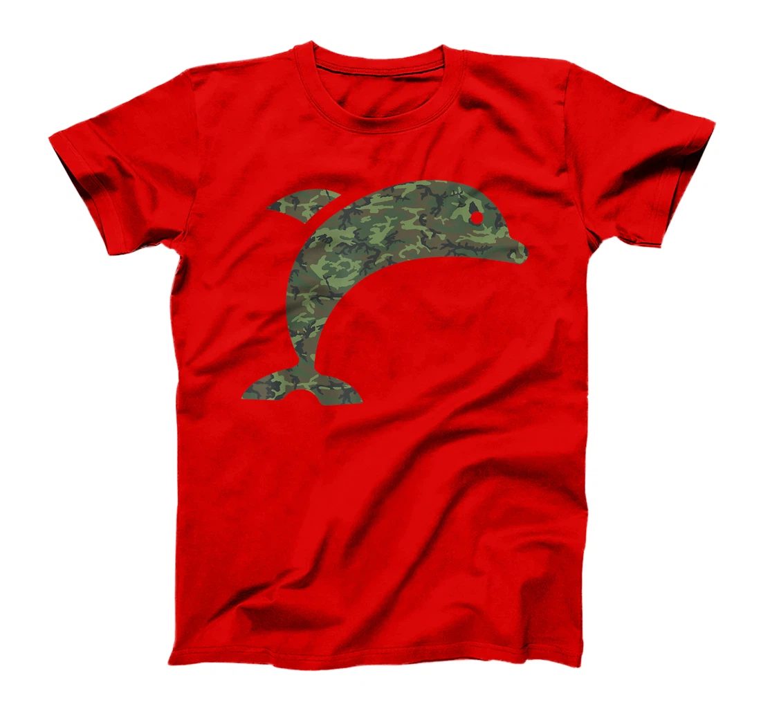 Military Dolphin Camo Print US Beluga Fish Veteran Men Gift T-Shirt