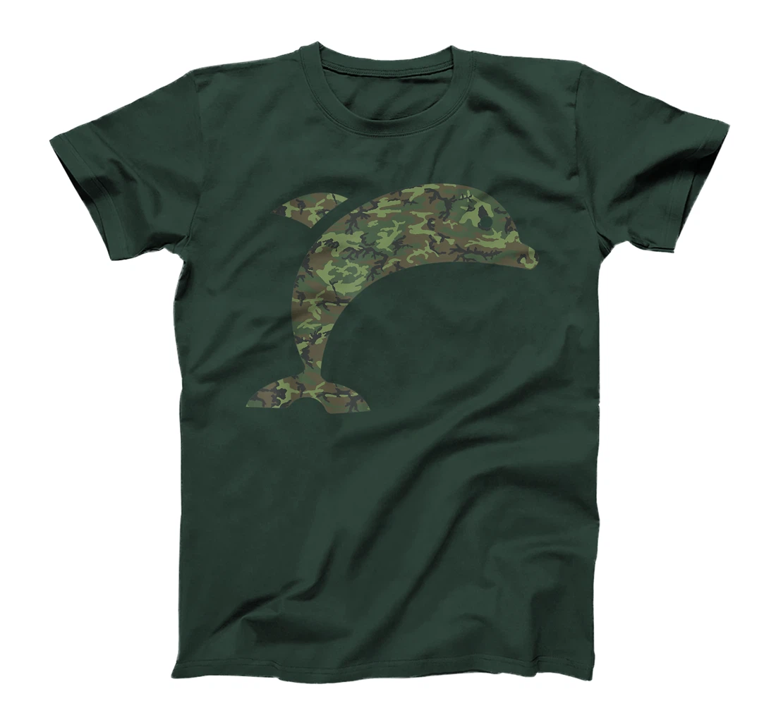 Military Dolphin Camo Print US Beluga Fish Veteran Men Gift T-Shirt