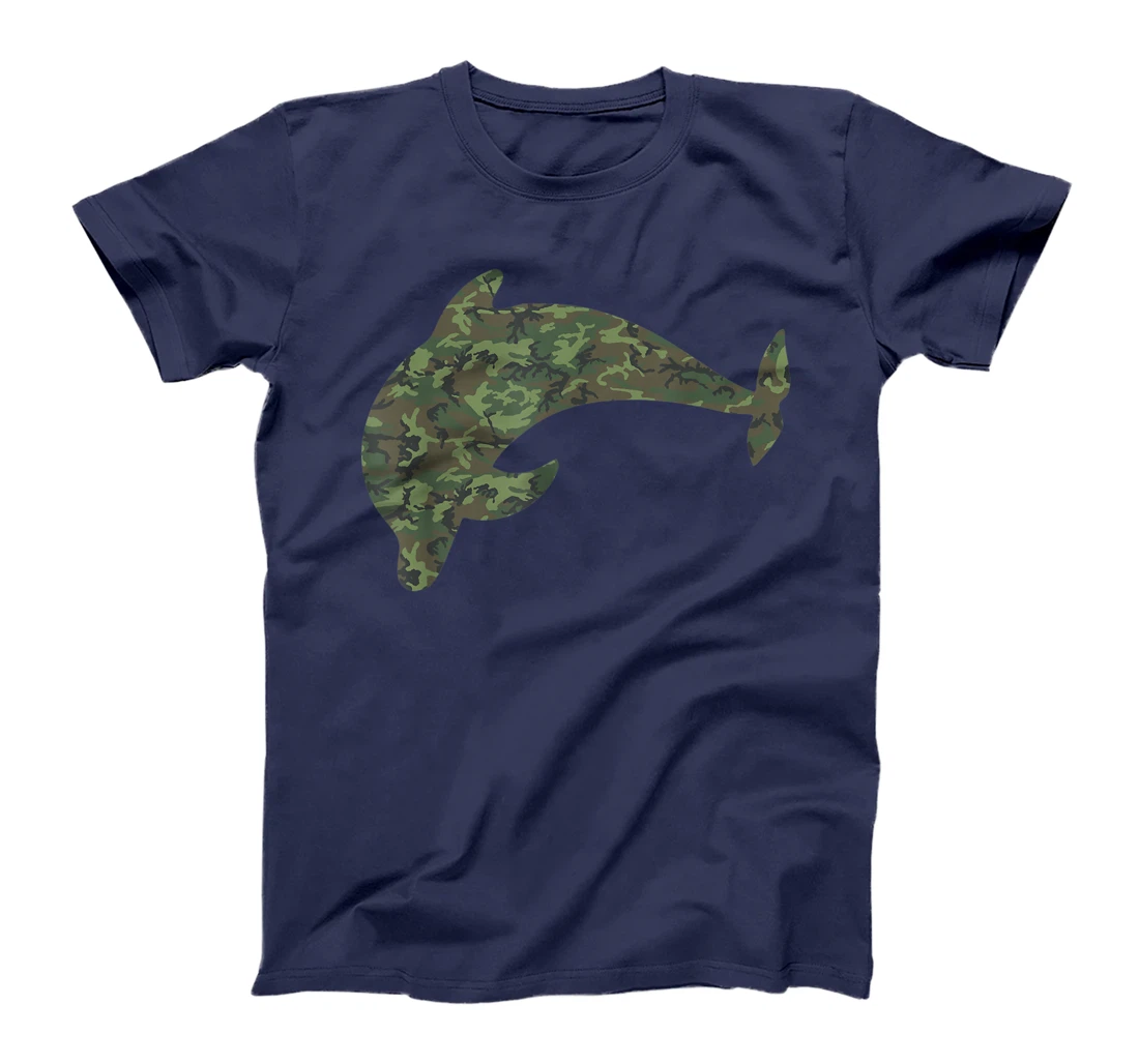 Military Dolphin Camo Print US Beluga Fish Veteran Men Gift T-Shirt