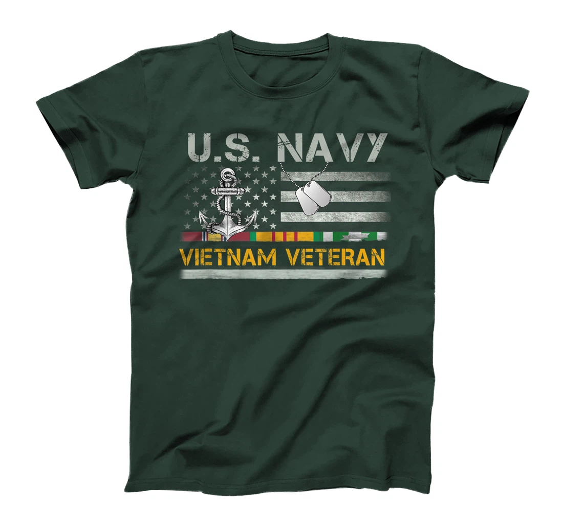 US Navy Vietnam Veteran USA Flag T-shirt, Vietnam War Vet T-Shirt