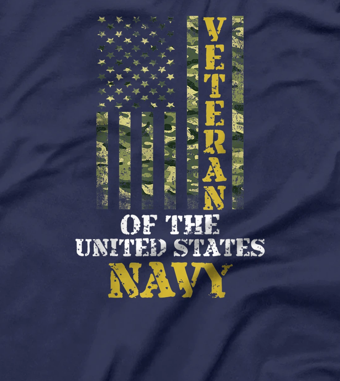 United States Navy Veteran Patriotic American Flag Camo T-Shirt