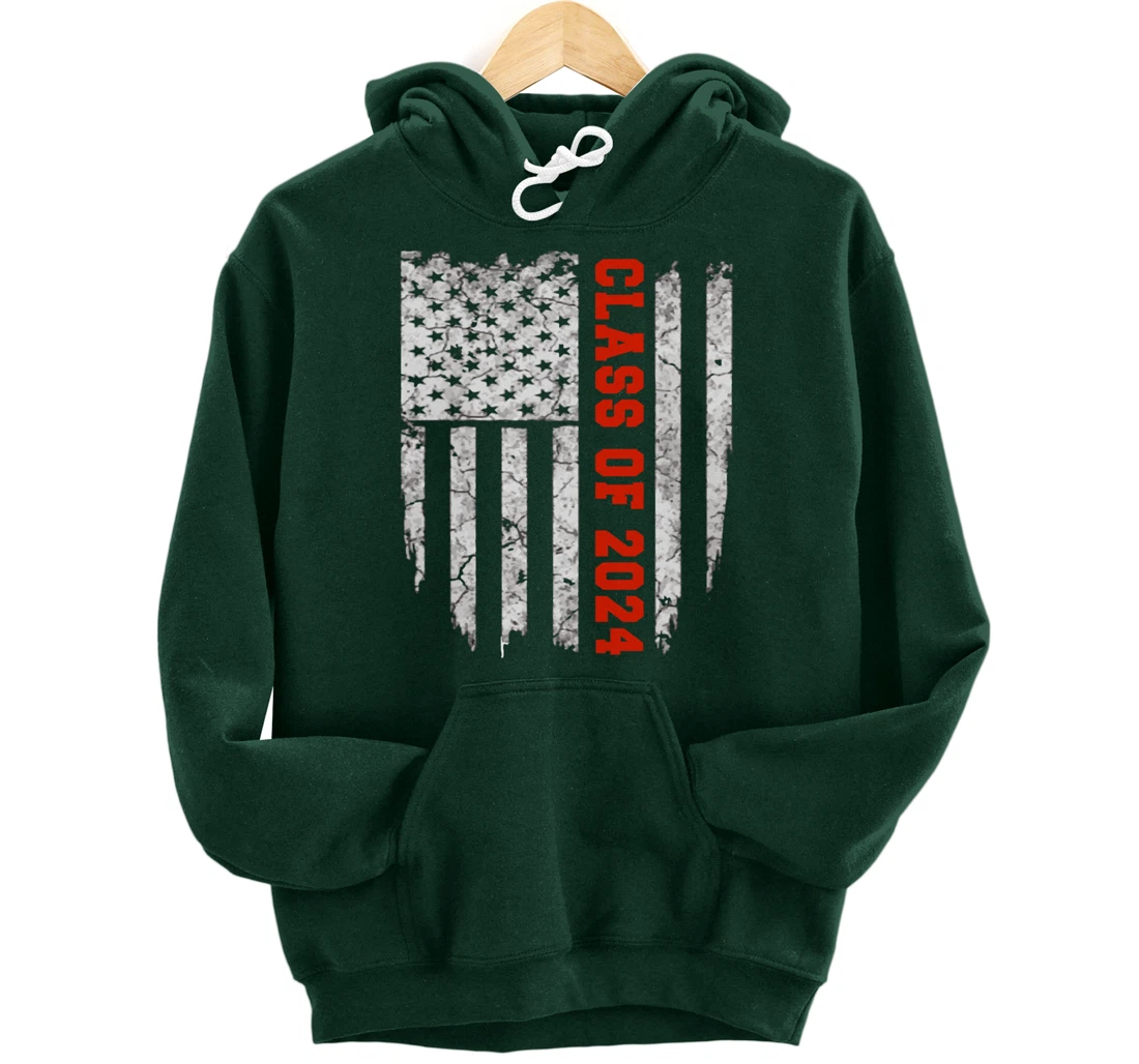 US Flag Class Of 2024 Grow With Me Gift Pullover Hoodie