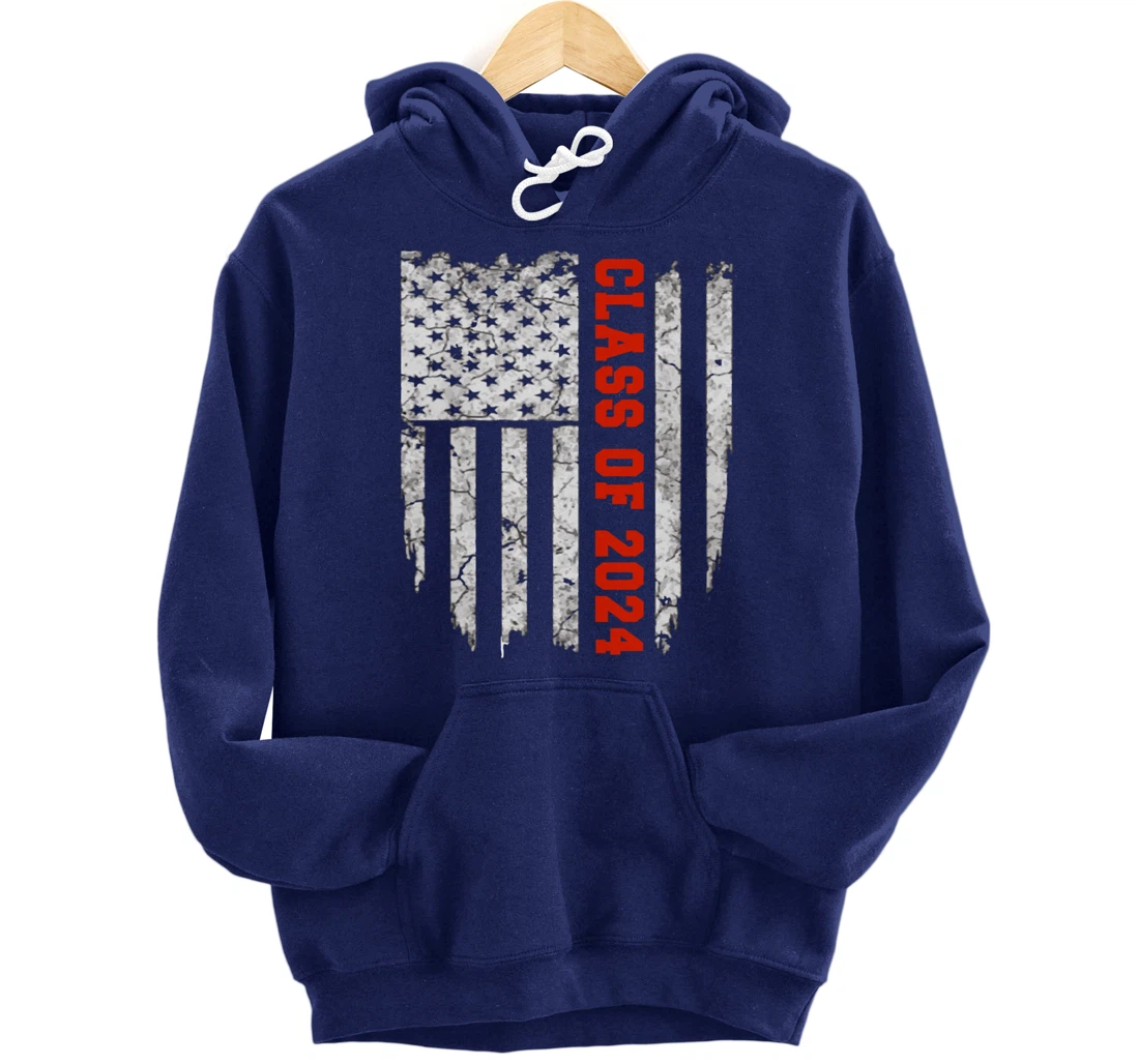 US Flag Class Of 2024 Grow With Me Gift Pullover Hoodie