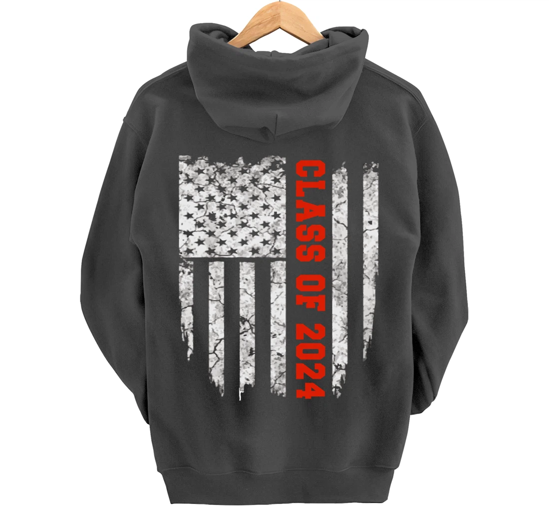 US Flag Class Of 2024 Grow With Me Gift Pullover Hoodie