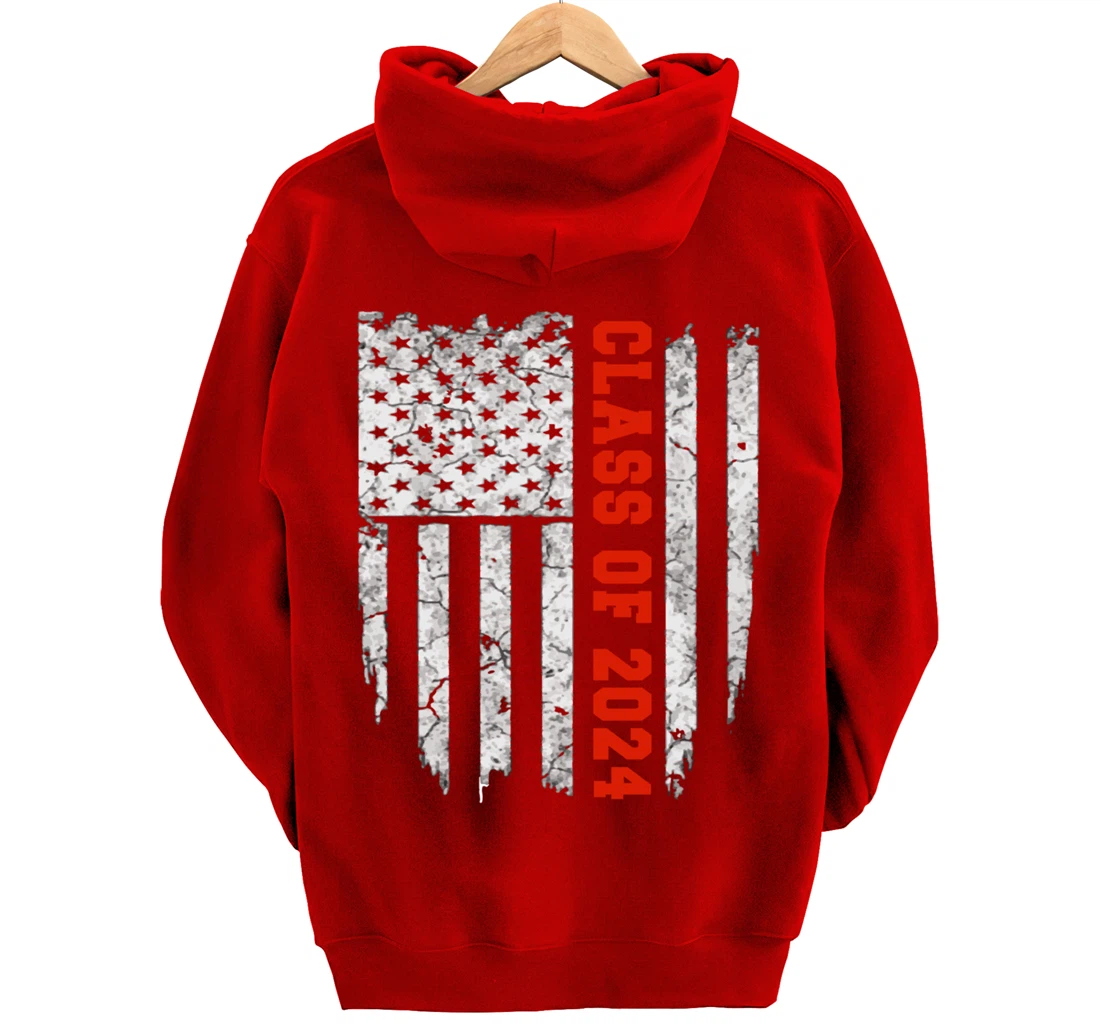 US Flag Class Of 2024 Grow With Me Gift Pullover Hoodie