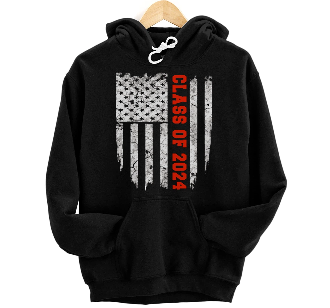 US Flag Class Of 2024 Grow With Me Gift Pullover Hoodie
