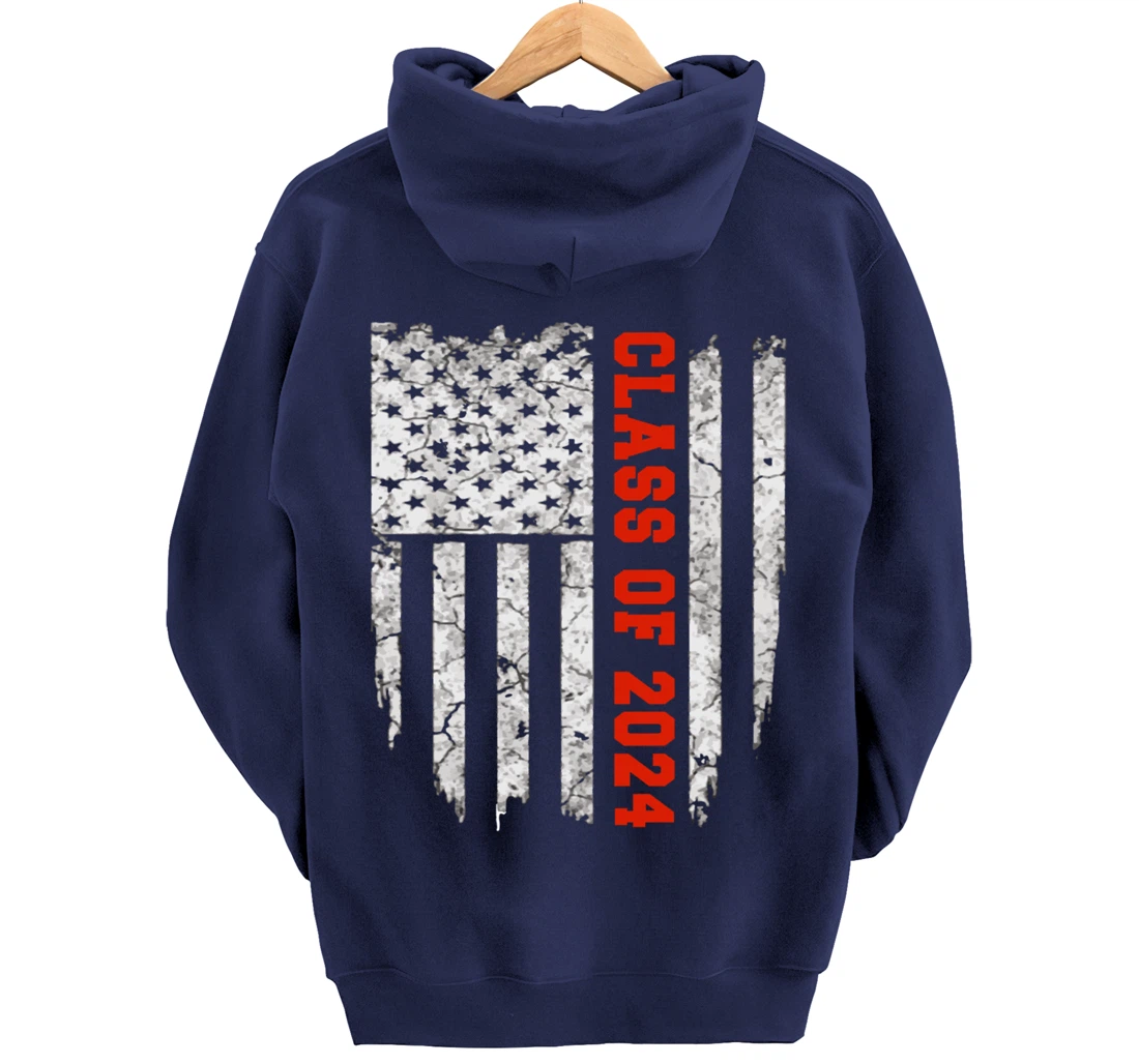 US Flag Class Of 2024 Grow With Me Gift Pullover Hoodie