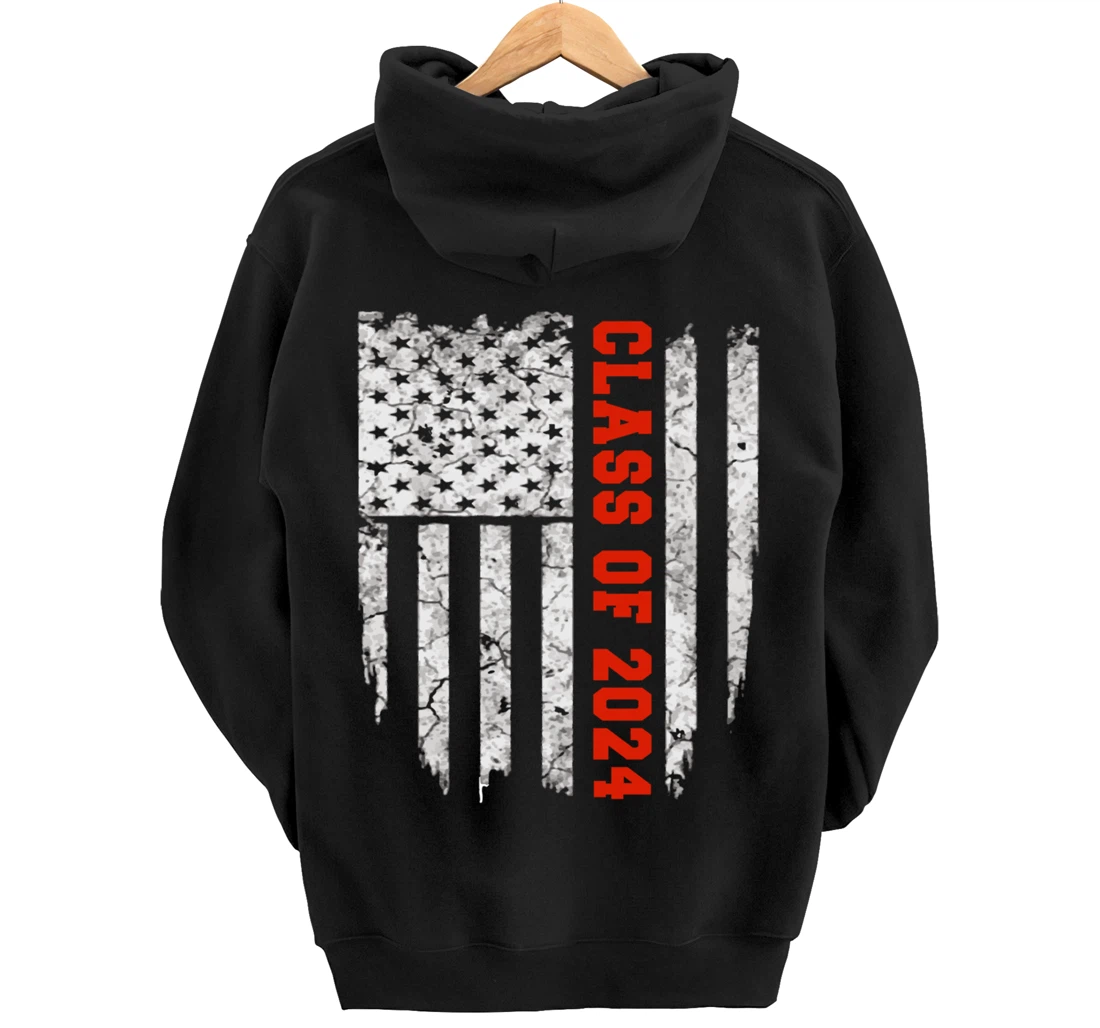 US Flag Class Of 2024 Grow With Me Gift Pullover Hoodie