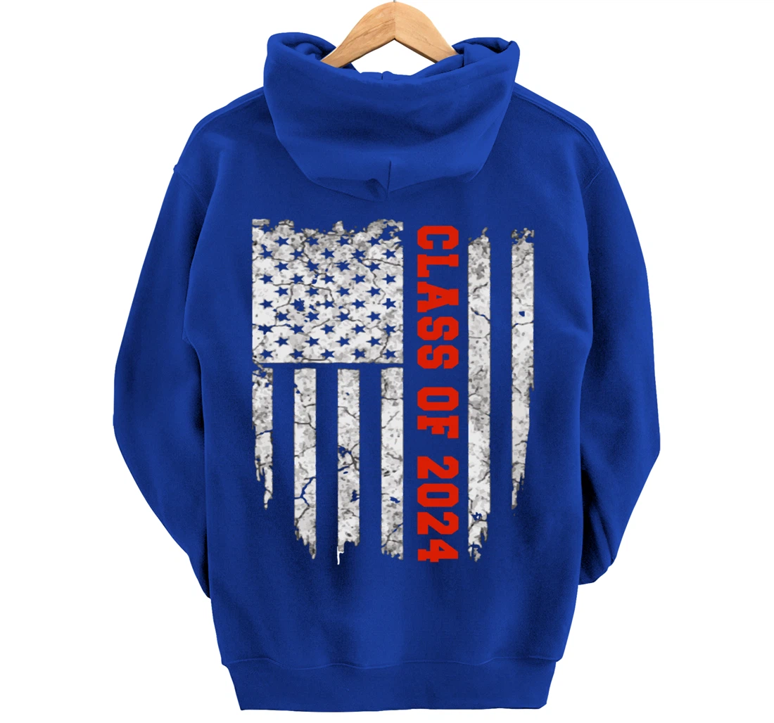 US Flag Class Of 2024 Grow With Me Gift Pullover Hoodie