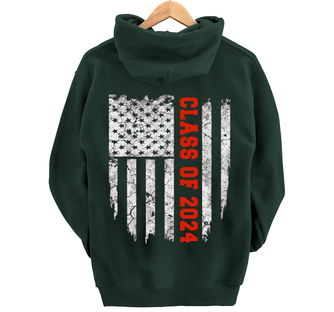 US Flag Class Of 2024 Grow With Me Gift Pullover Hoodie