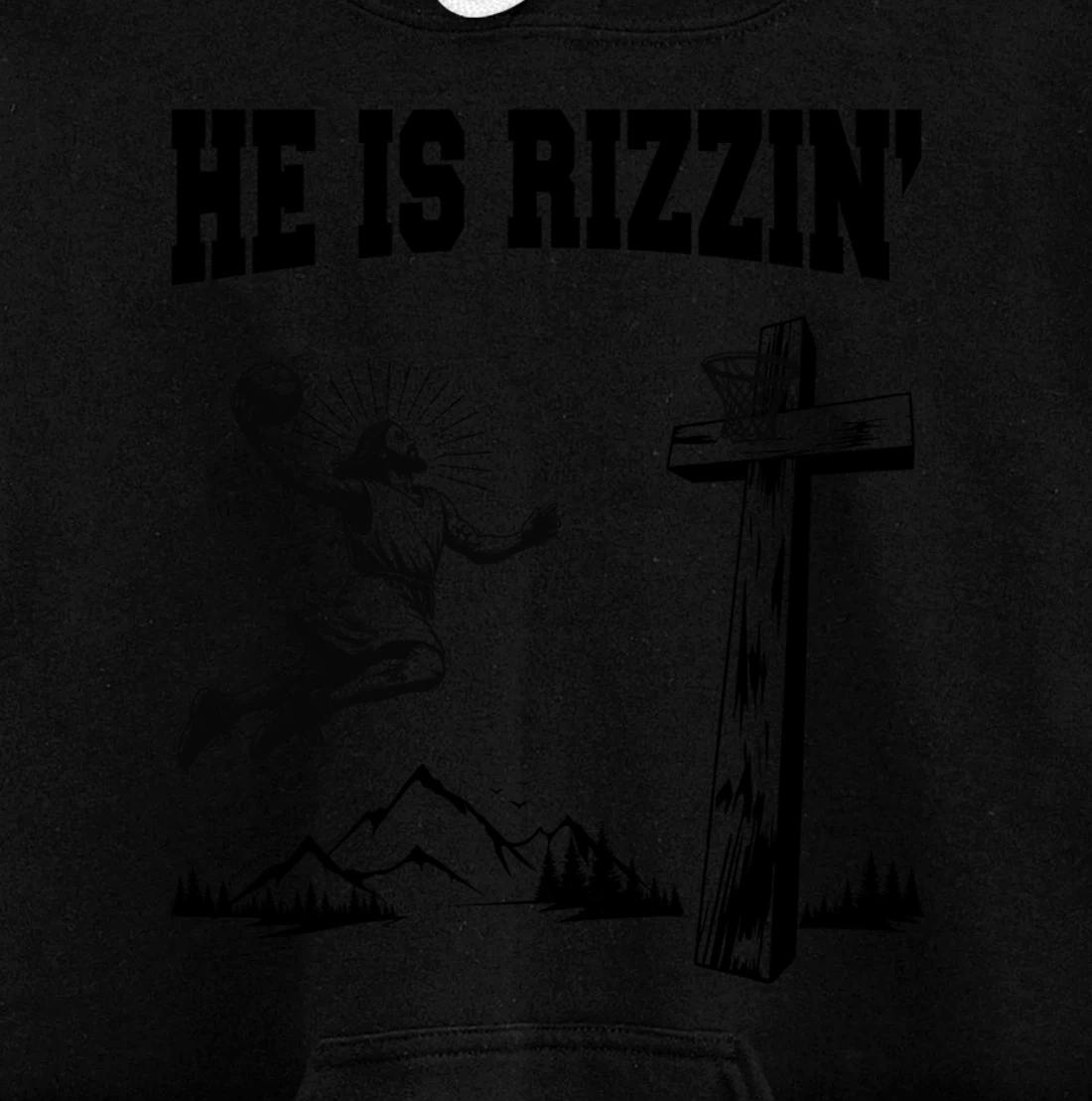 He Is Rizzin Meme Basketball Retro Christian Cross Religious Pullover Hoodie