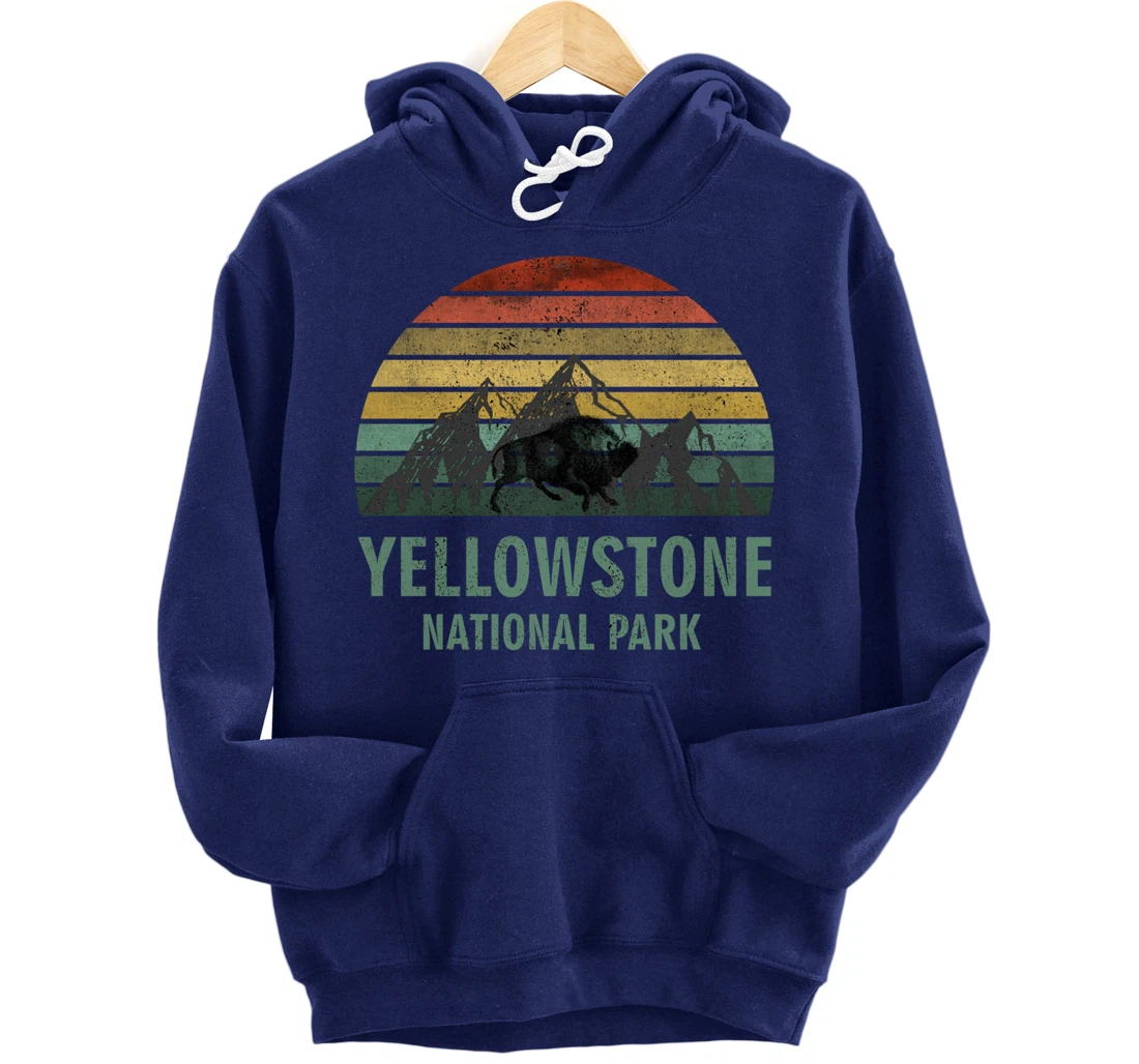 Yellowstone National Park USA Bison Buffalo Vintage Pullover Hoodie