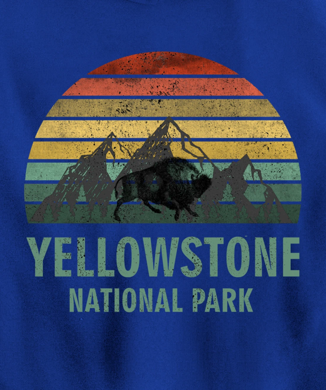 Yellowstone National Park USA Bison Buffalo Vintage Pullover Hoodie