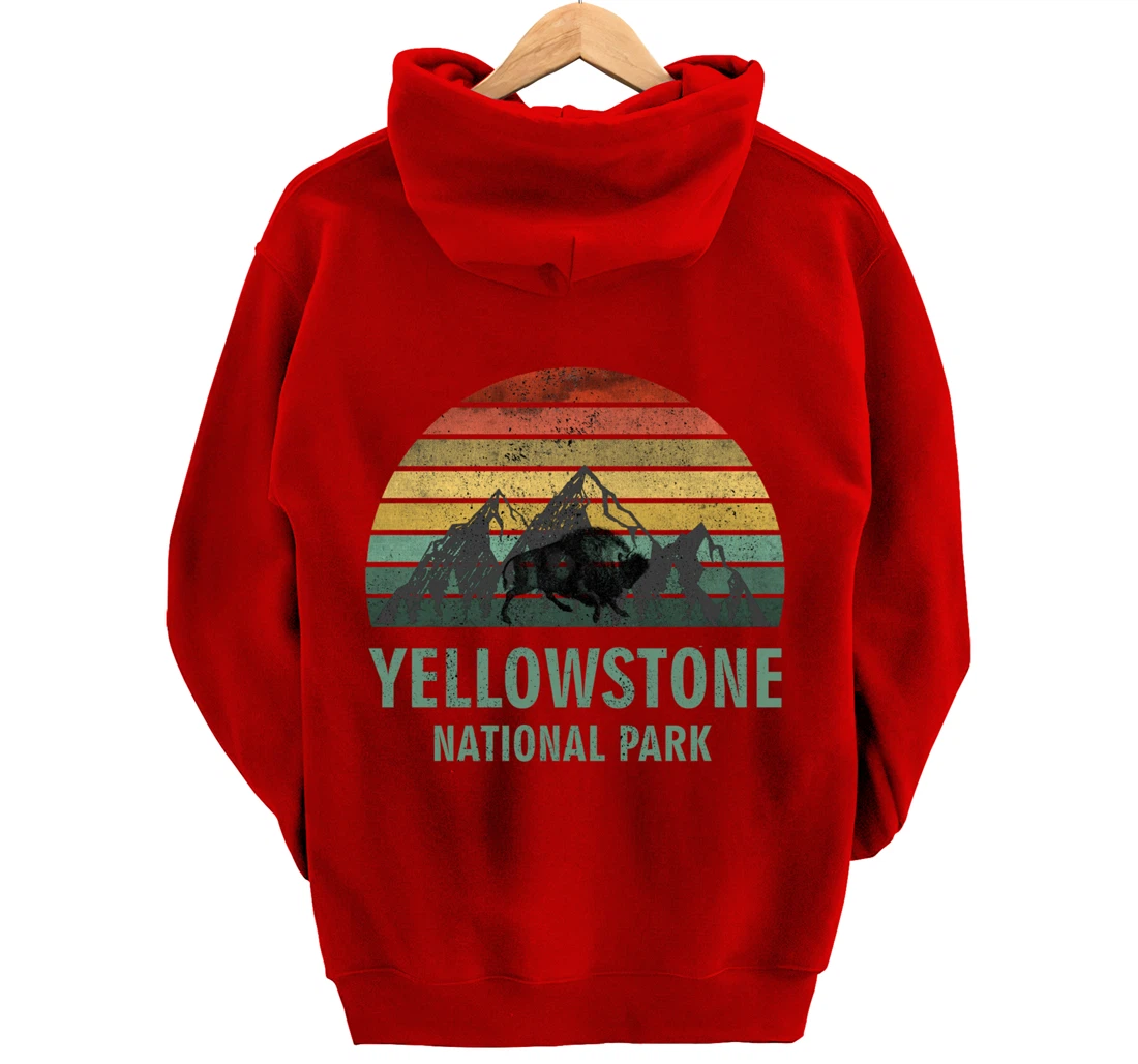 Yellowstone National Park USA Bison Buffalo Vintage Pullover Hoodie