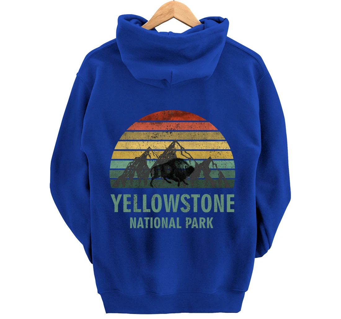 Yellowstone National Park USA Bison Buffalo Vintage Pullover Hoodie