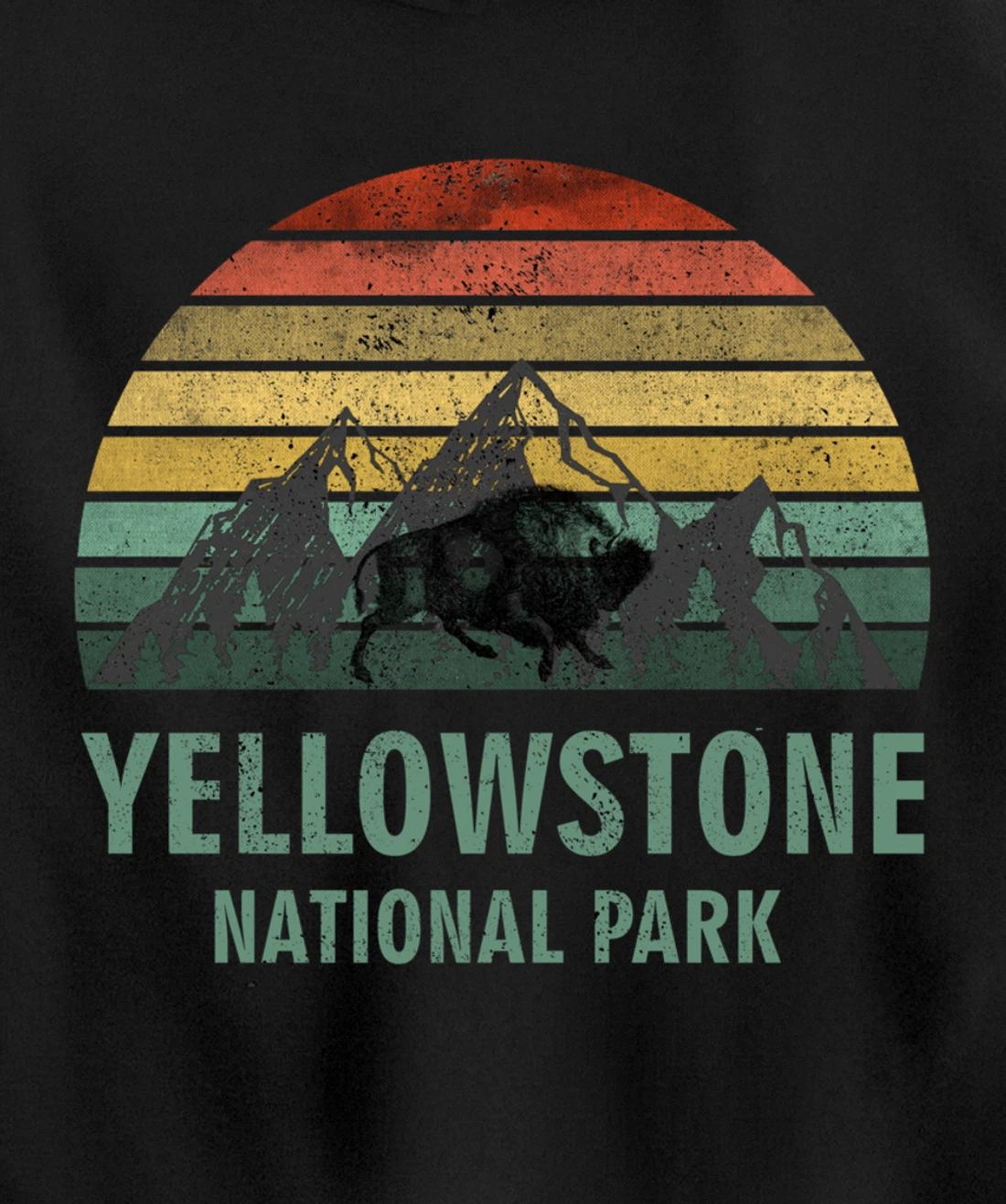 Yellowstone National Park USA Bison Buffalo Vintage Pullover Hoodie