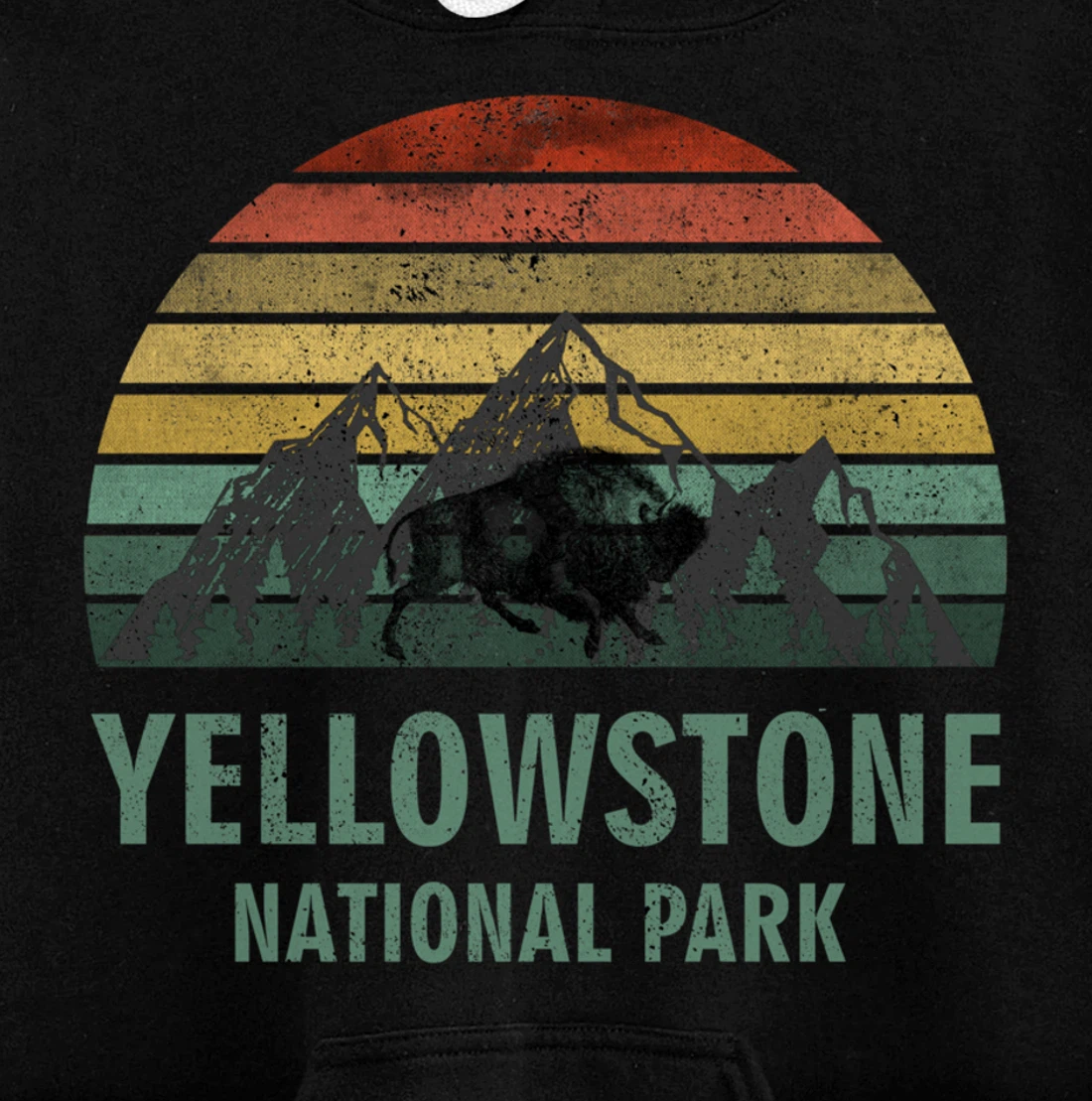 Yellowstone National Park USA Bison Buffalo Vintage Pullover Hoodie