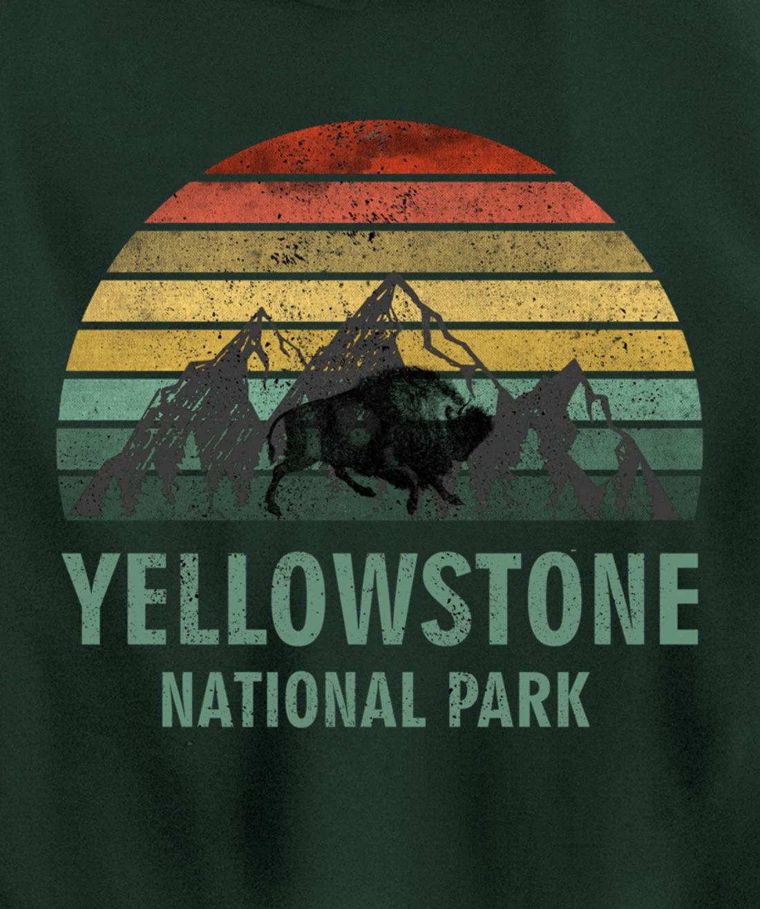 Yellowstone National Park USA Bison Buffalo Vintage Pullover Hoodie
