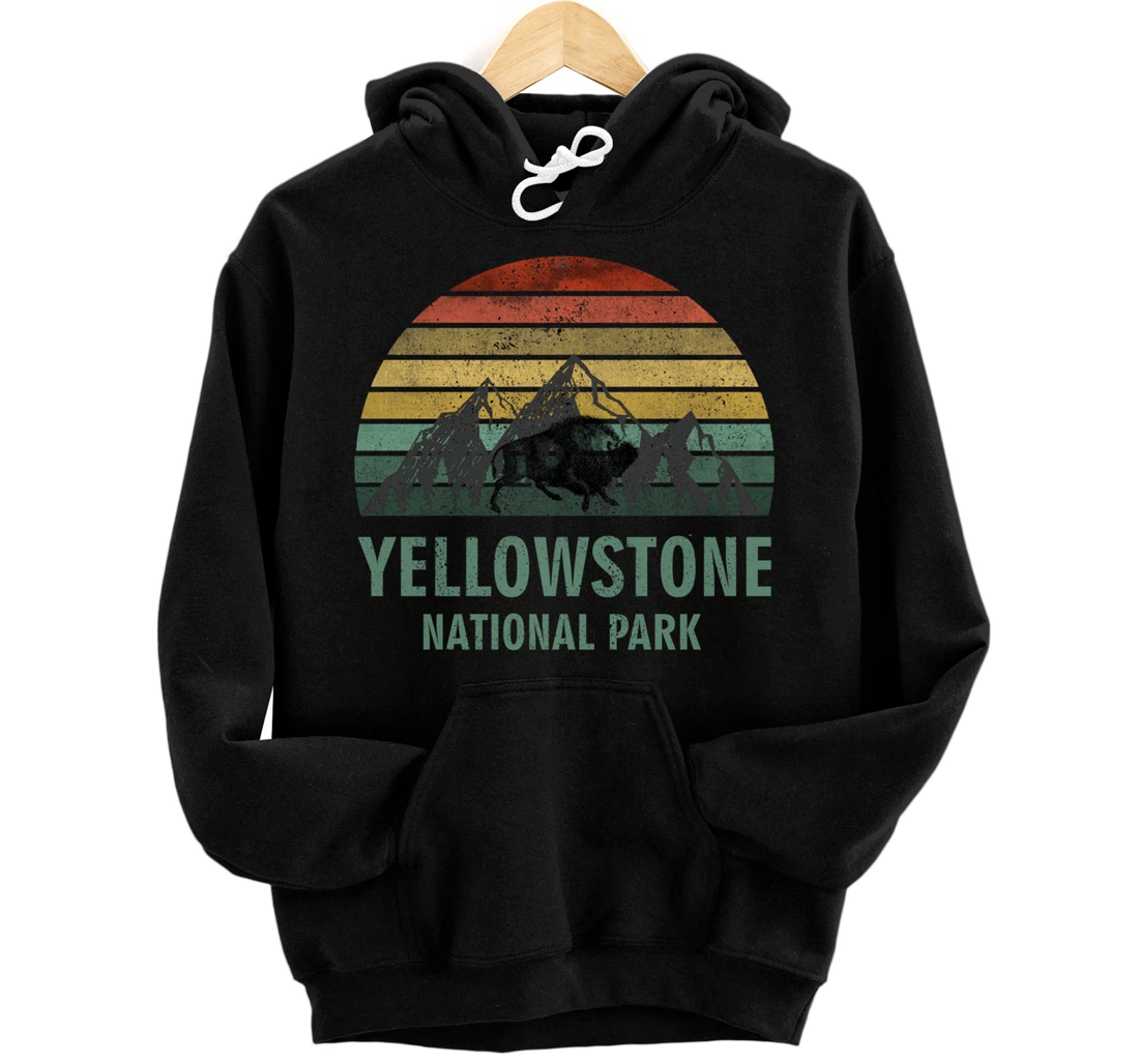 Yellowstone National Park USA Bison Buffalo Vintage Pullover Hoodie