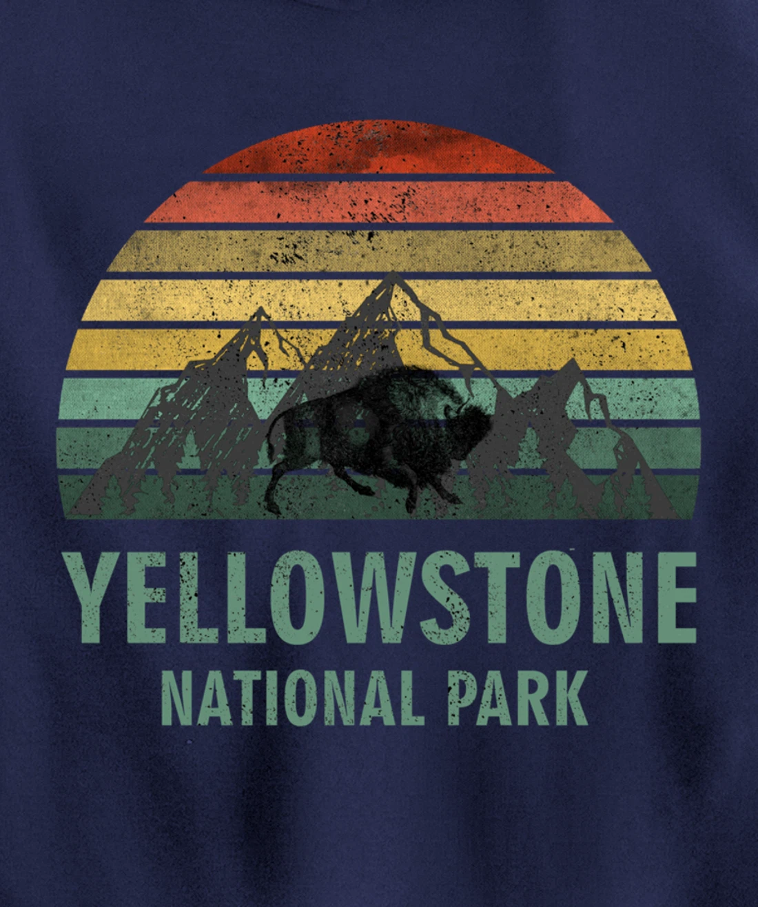 Yellowstone National Park USA Bison Buffalo Vintage Pullover Hoodie