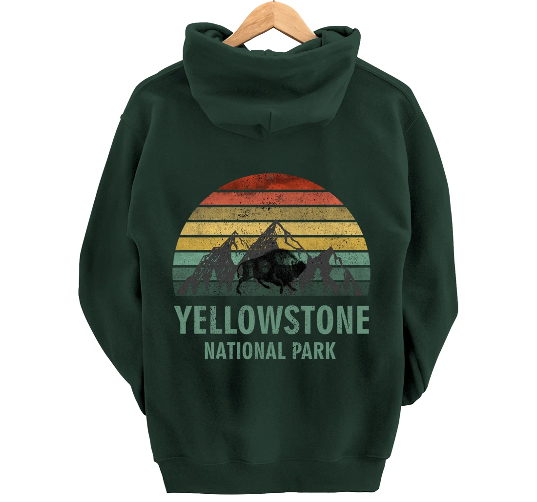 Yellowstone National Park USA Bison Buffalo Vintage Pullover Hoodie