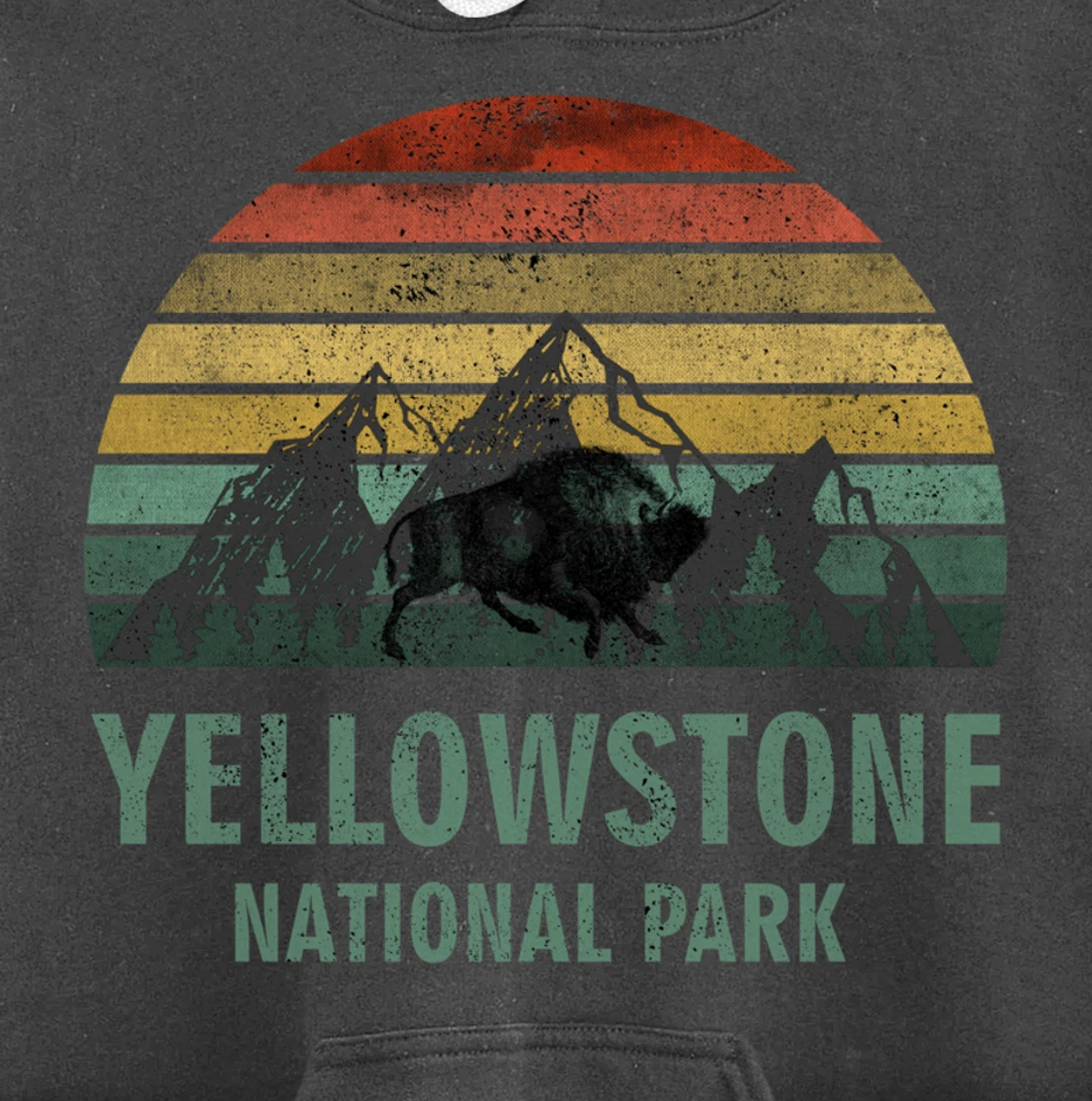 Yellowstone National Park USA Bison Buffalo Vintage Pullover Hoodie
