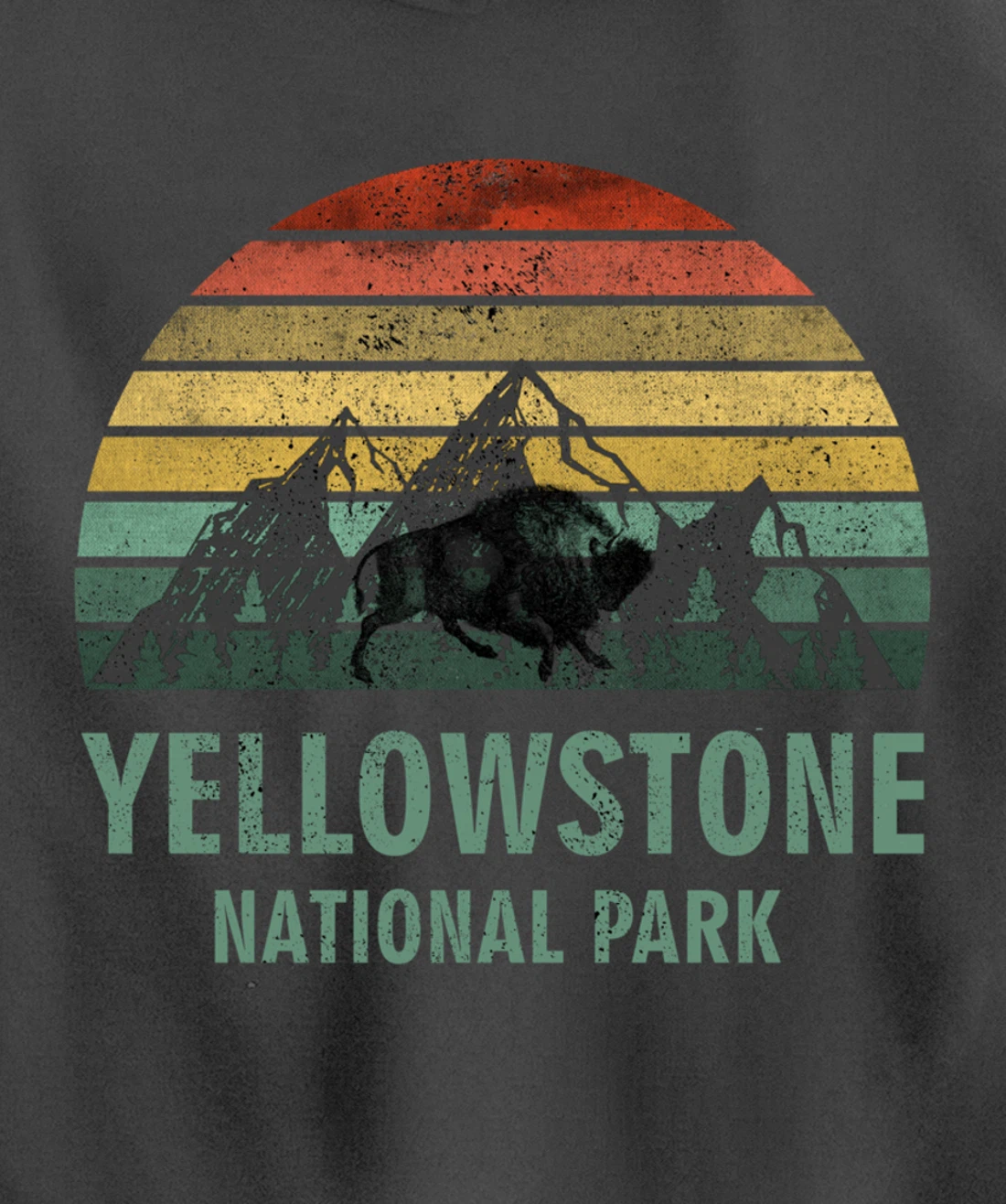 Yellowstone National Park USA Bison Buffalo Vintage Pullover Hoodie
