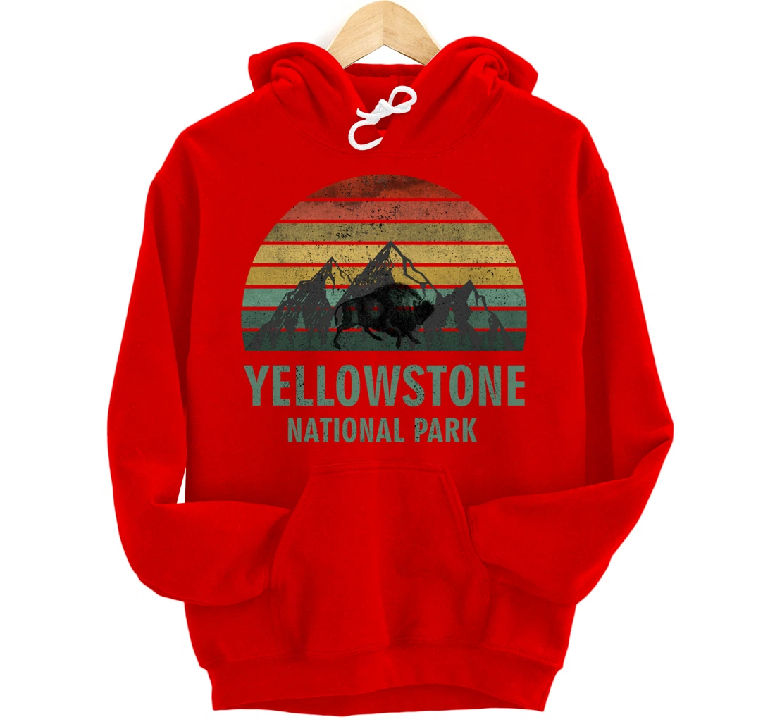 Yellowstone National Park USA Bison Buffalo Vintage Pullover Hoodie