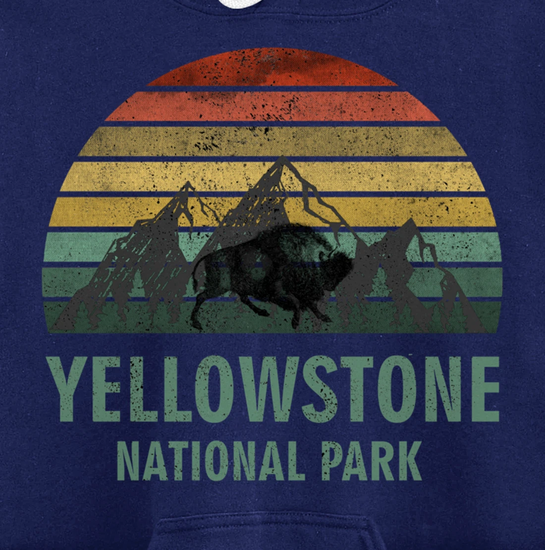 Yellowstone National Park USA Bison Buffalo Vintage Pullover Hoodie