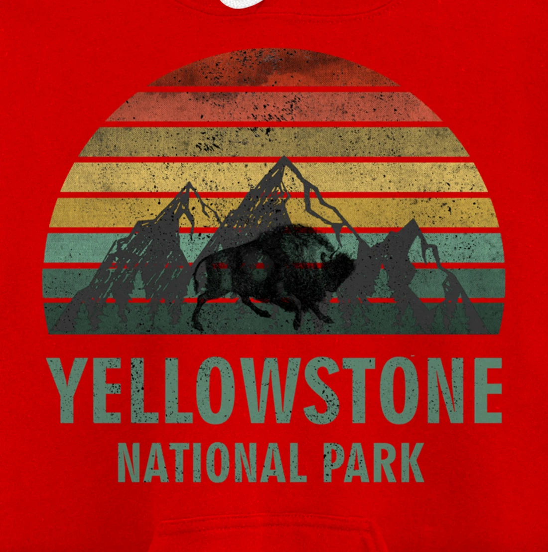 Yellowstone National Park USA Bison Buffalo Vintage Pullover Hoodie